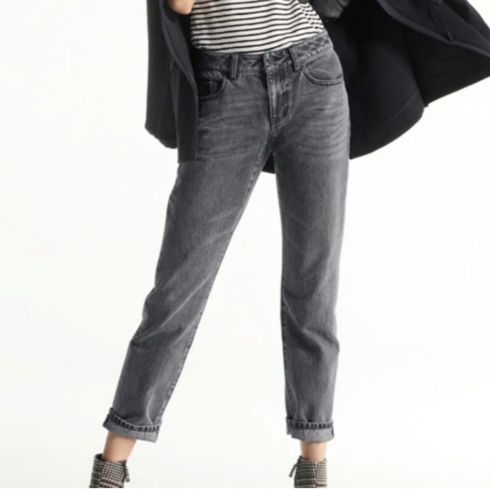 Cabi Womens 100% Boyfriend Jeans BF‎ Smoke Wash Gray Size 12 #4329 Straight Leg